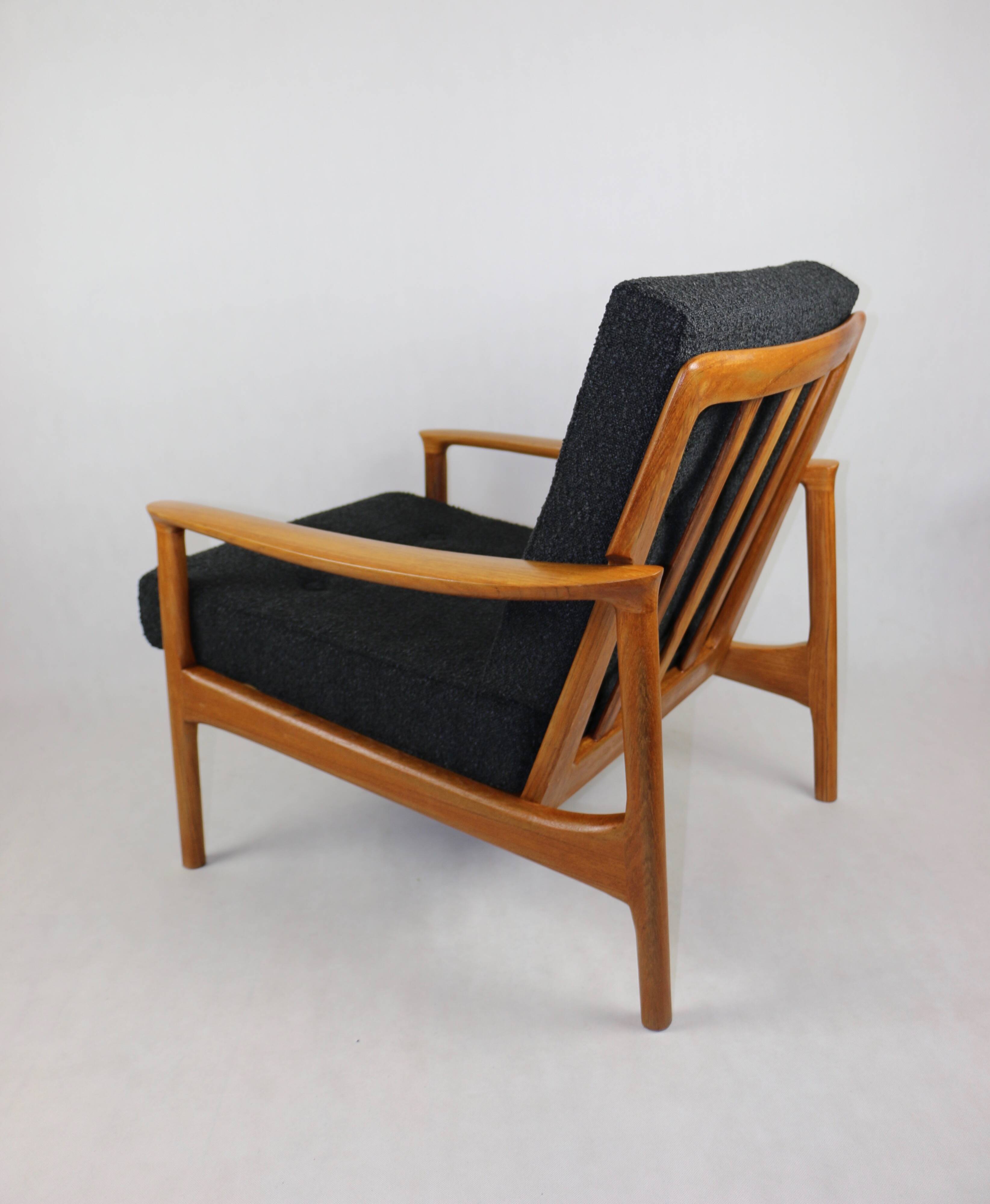 Danish Black Boucle Lounge Chair, 1970s