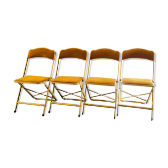 Lot of 4 folding velvet chairs
