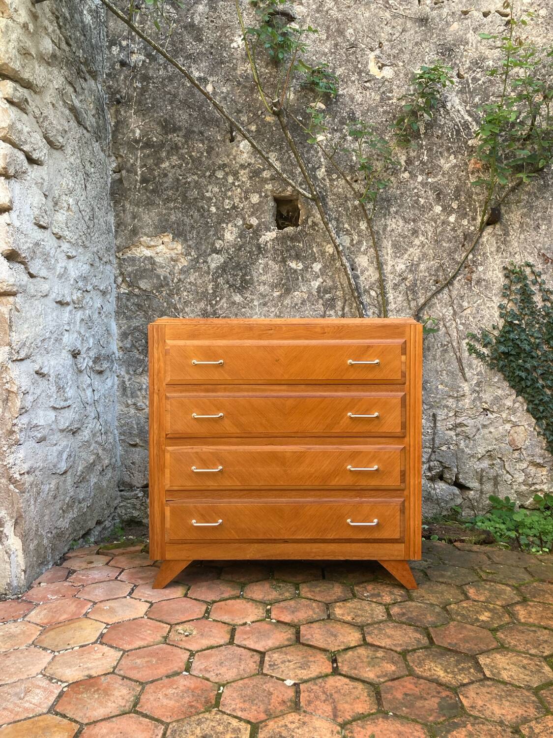 Vintage chest of drawers with compass feet