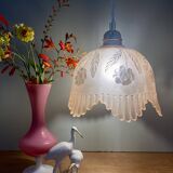 Vintage pink frosted glass lampshade pendant light
