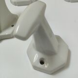 Five art deco white porcelain hooks