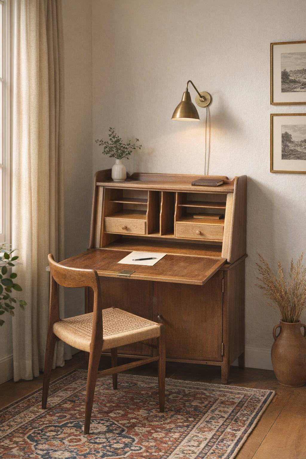 Secretaire Scrittoio a ribalta Vintage Originale Anni '60 Design Mid-Centur