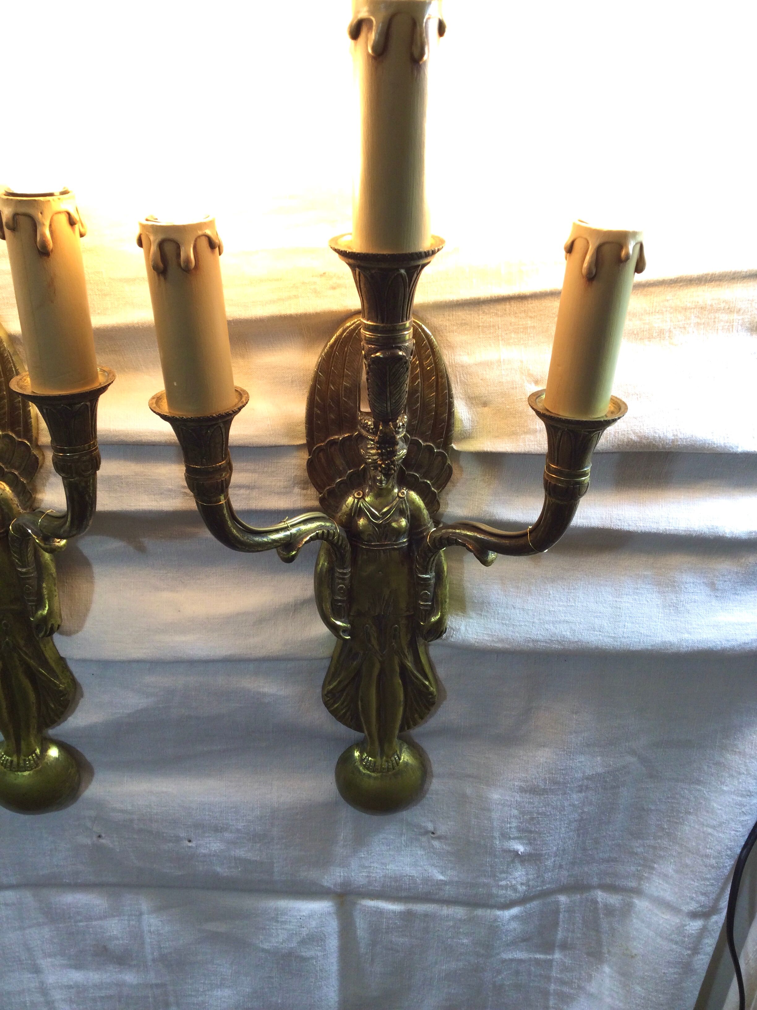Pair of bronze empire sconces