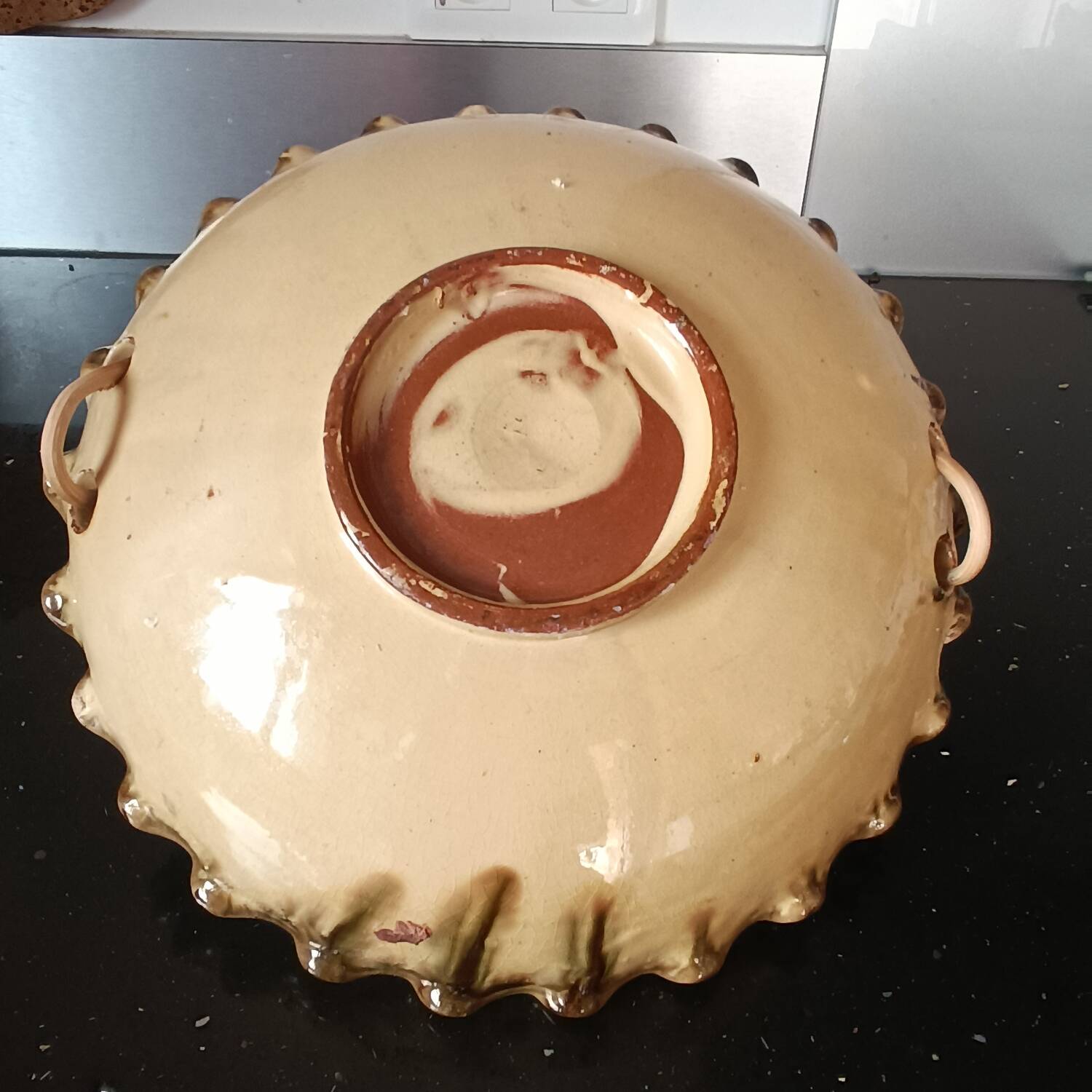 Glazed terracotta fruit bowl or basket