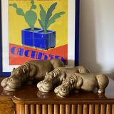 Mid-century Set of 3 ceramic hippos, Zaccagnini Italy 1950s