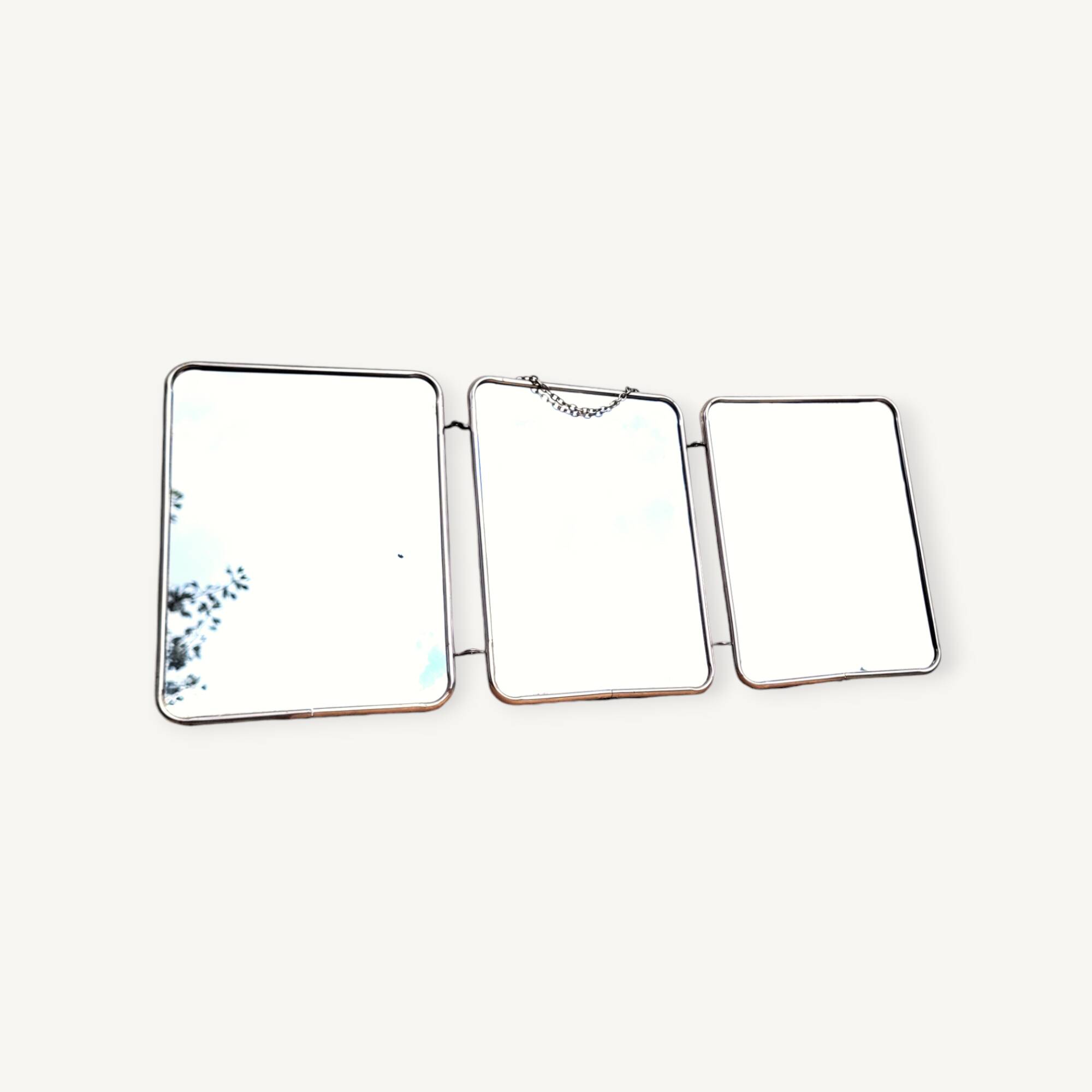 Vintage triptych barber mirror