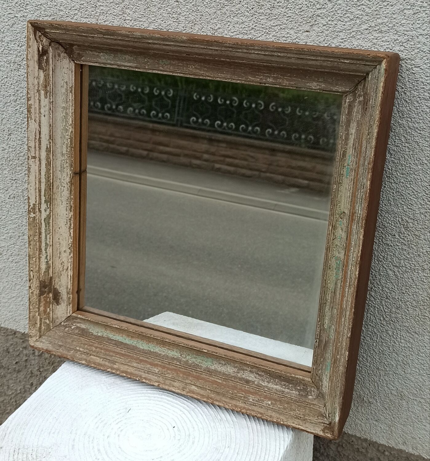 Square wooden mirror