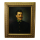 Old oil painting, portrait of a folkloric Austrian man, Vienna 1892.