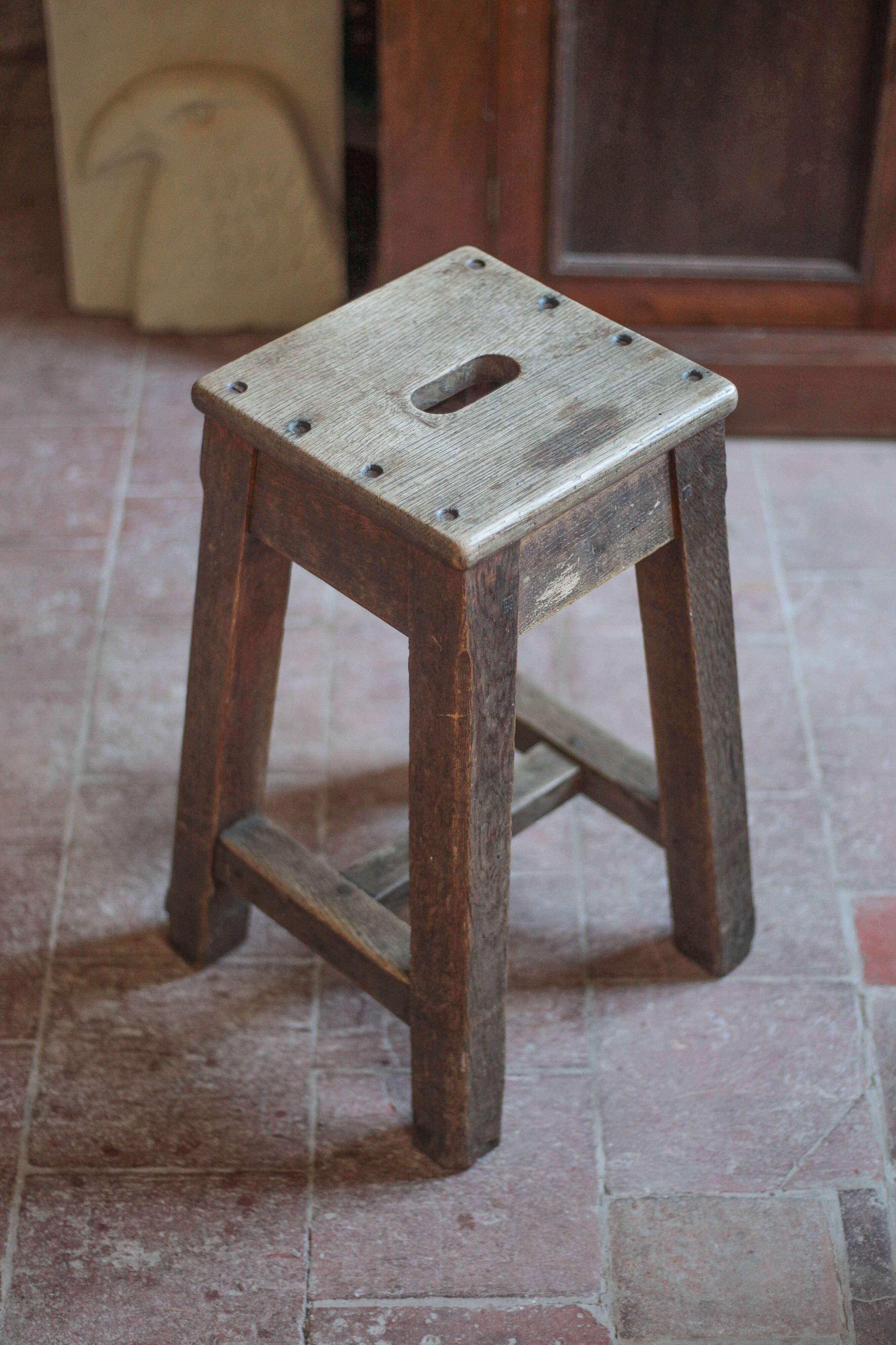 Vintage stool, solid oak stool, accent chair, decor