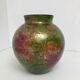 Linear lacquered glass vase 1970-1980 with internal decoration of gold oxides unique handmade piece