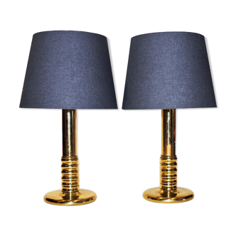 Vintage pair of brass table lamps by IA typ 1723 Sweden 1970s