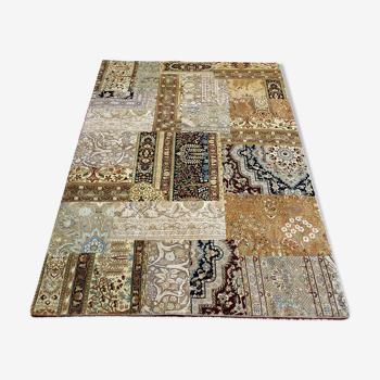 Tapis d' Orient "Pendjab" patchwork  en laine