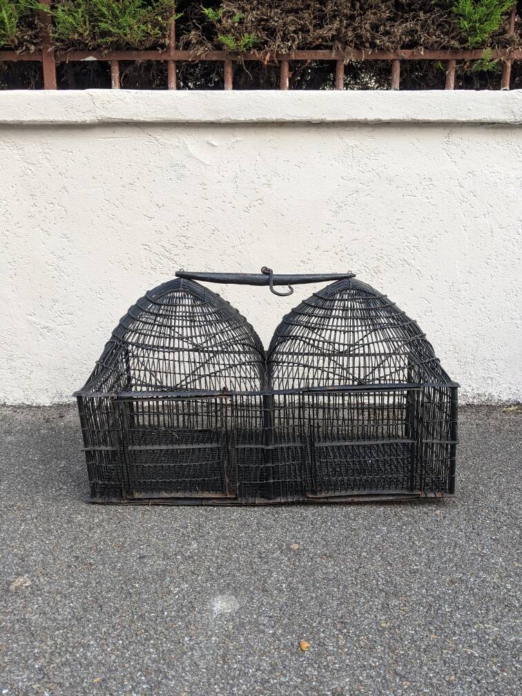 Double bird cage black iron old country decoration ethnic domes