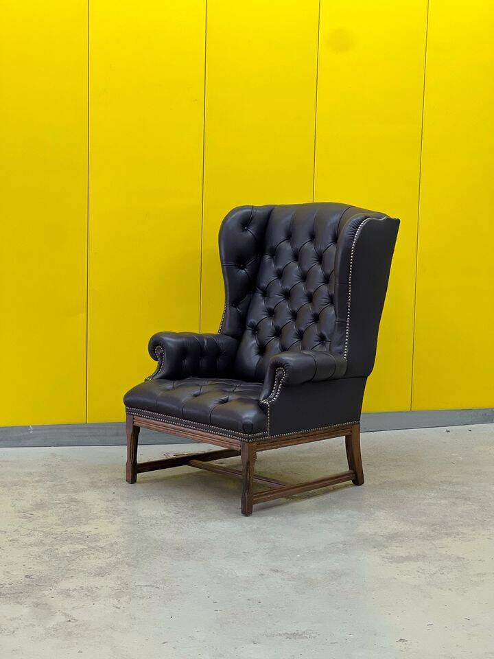 Vintage Tufted Leather Chesterfield Style Wing Back Chair (Price is For One Chair)