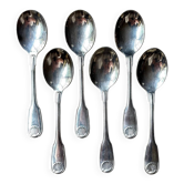 6 small Christofle silver-plated ice cream spoons, shell design.