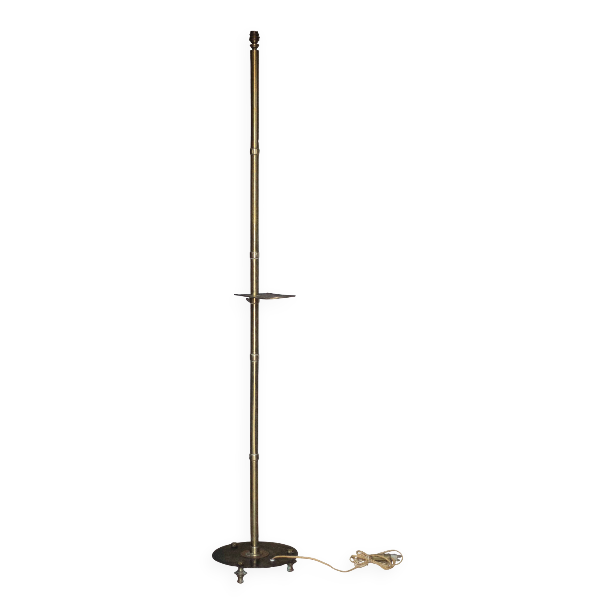 1930s brass floor lamp, reading lamp.