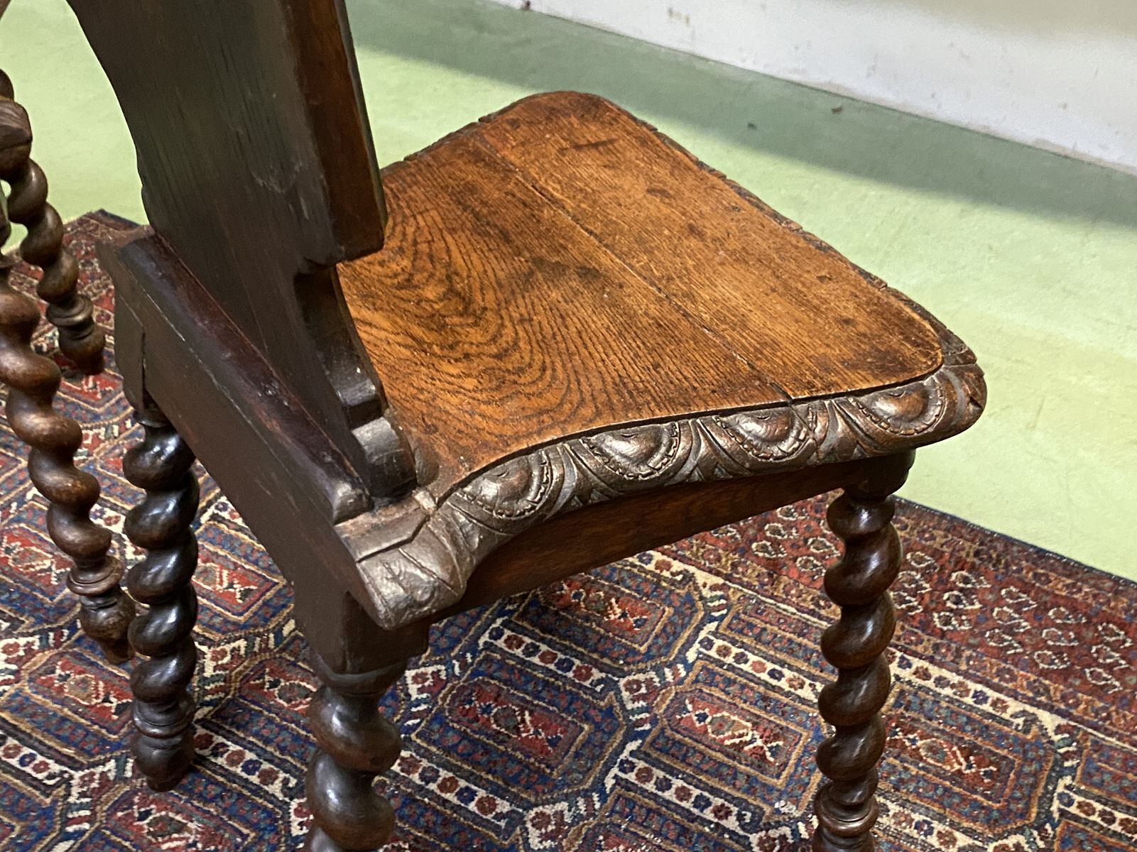 Pair of low 19th oak chairs