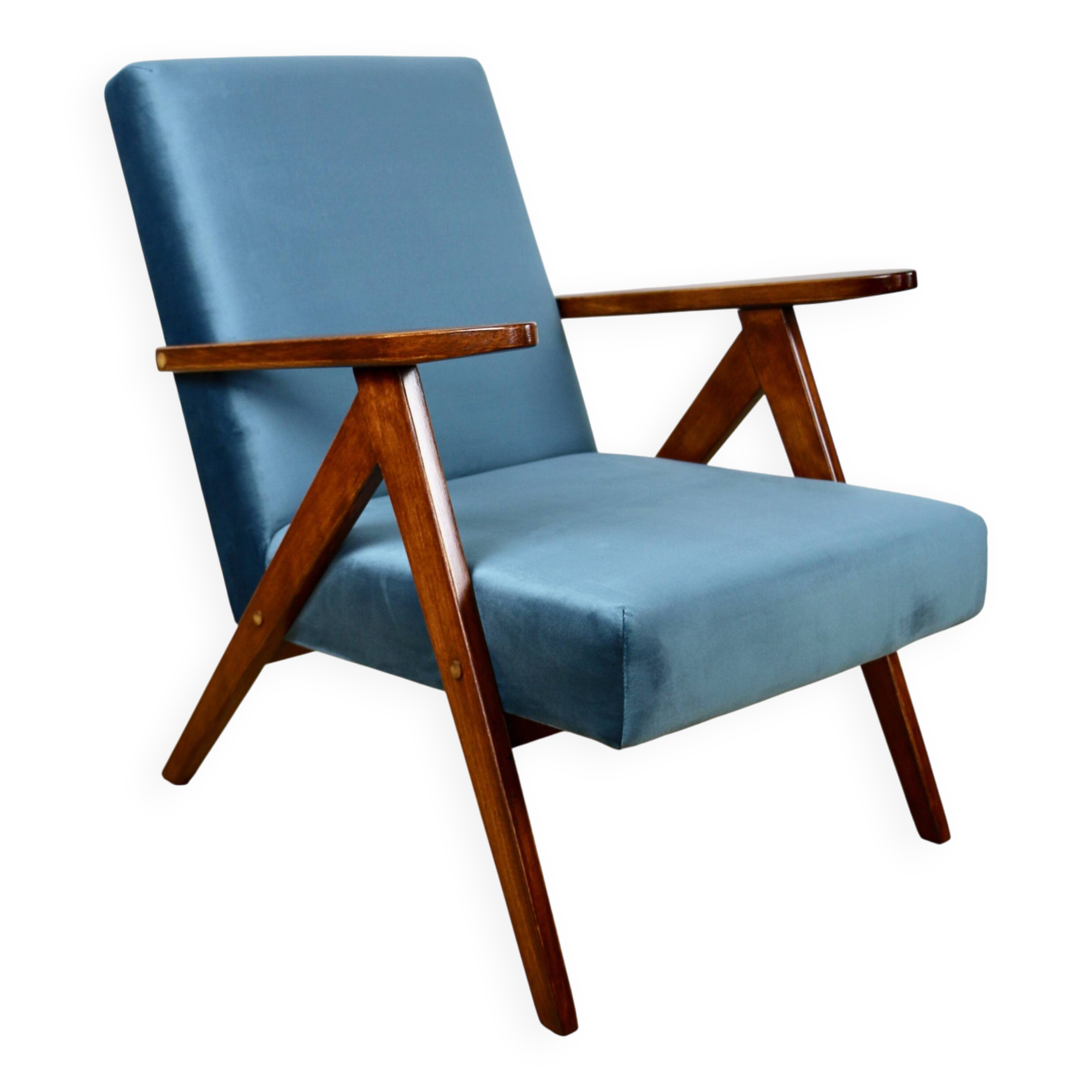 Fauteuil B-310 VAR en velours bleu mer - 2 pièces disponibles