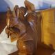Vintage hand-carved wooden squirrel bookend