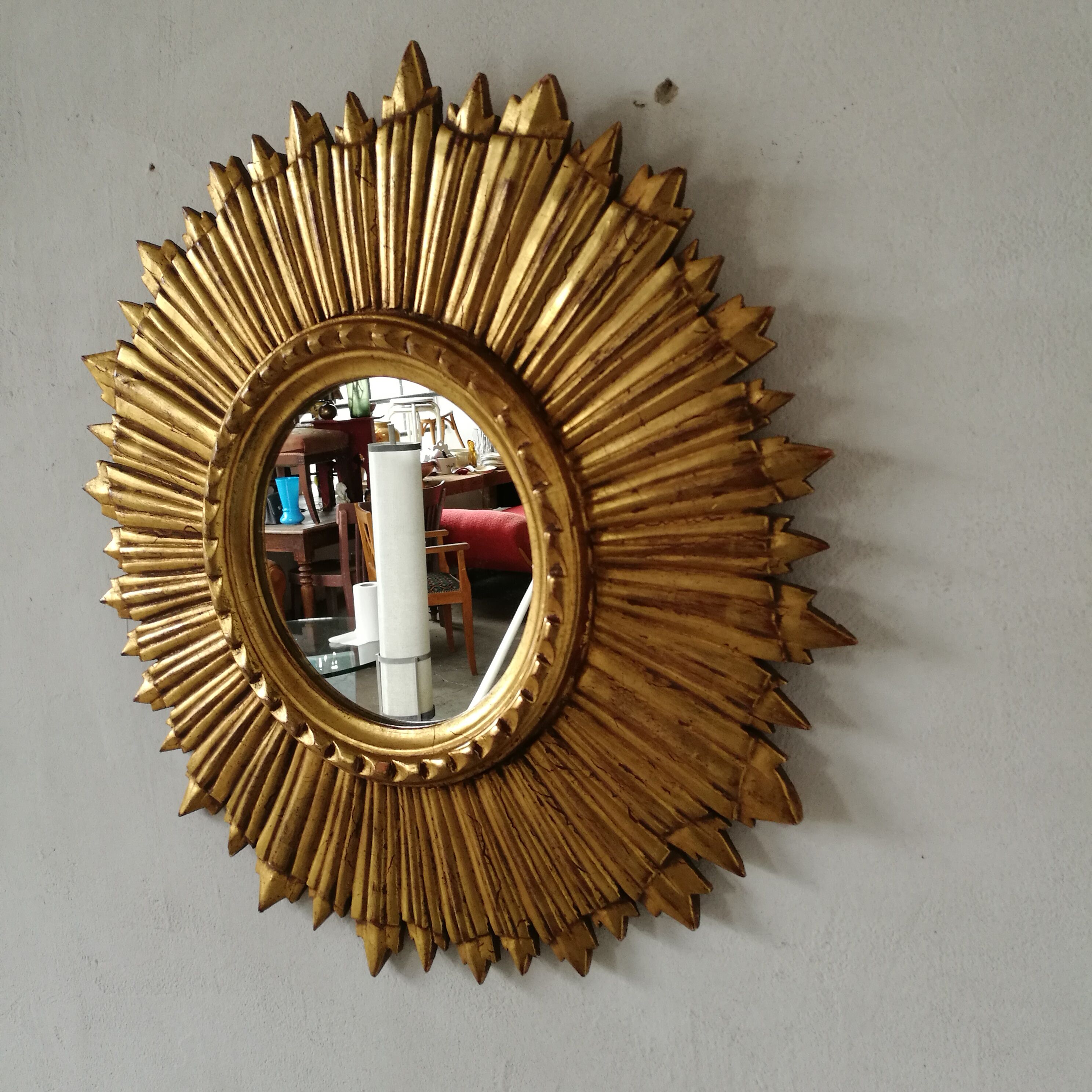 Mirror sun gilded wood