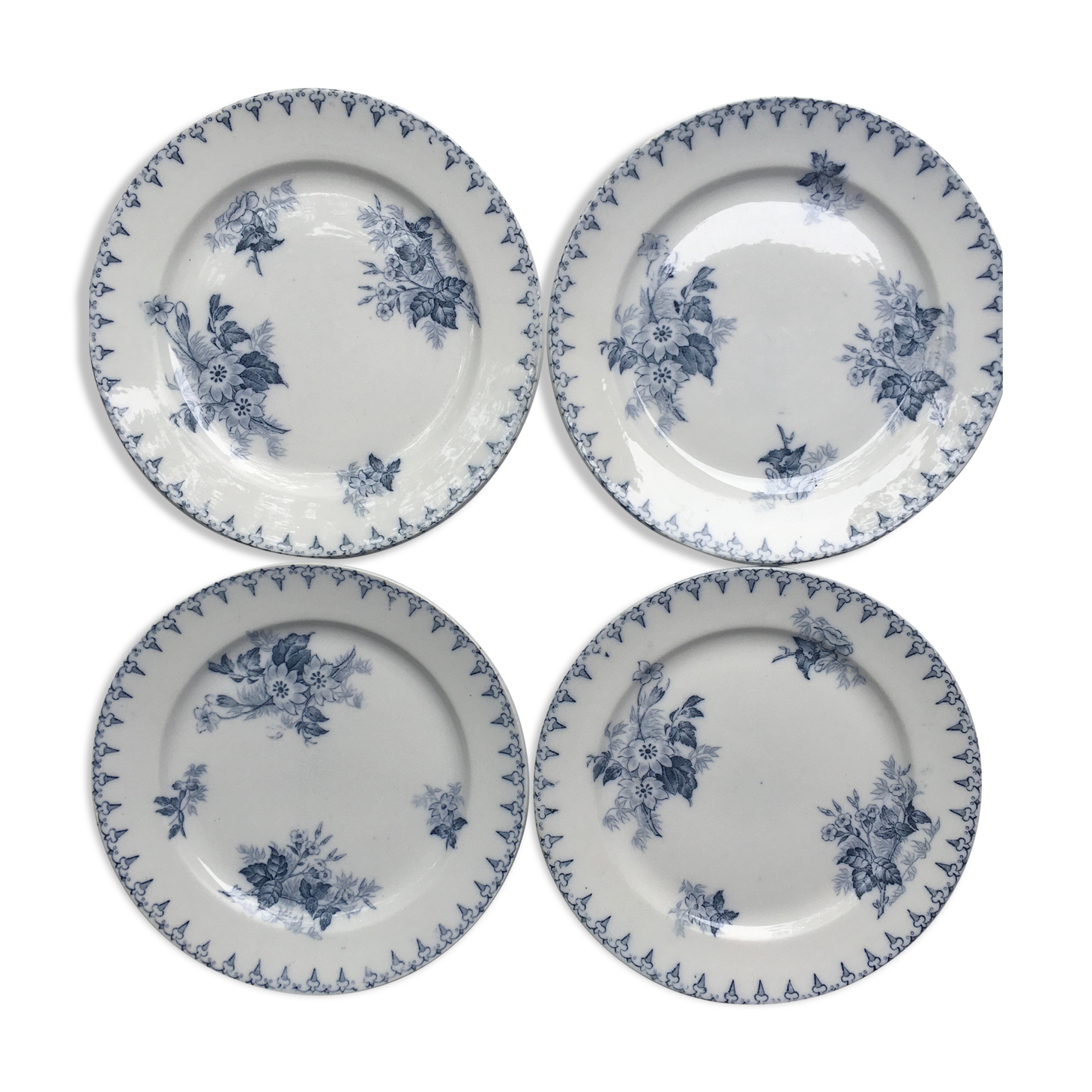 4 Dessert plates Sarreguemines U-C model Flore