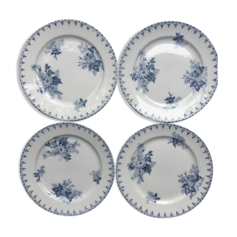 4 Dessert plates Sarreguemines U-C model Flore