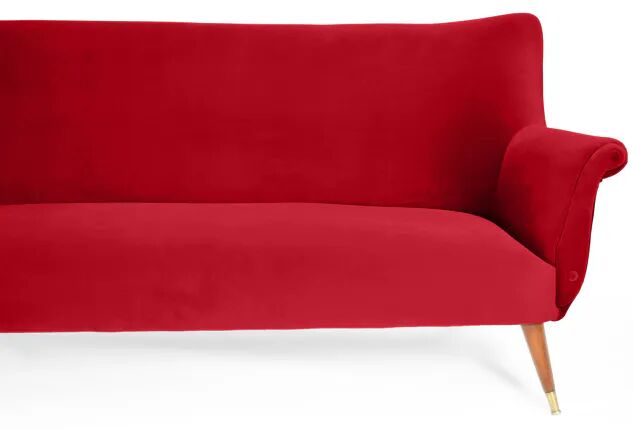 Three-seater velvet canapé in burgundy, Germany 1960s, restored.