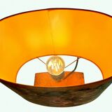 Signed lamp, terracotta base with original shade, Vintage – 1980