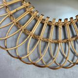 Round Sun Mirror in Rattan from the 1950s Spain Ibiza