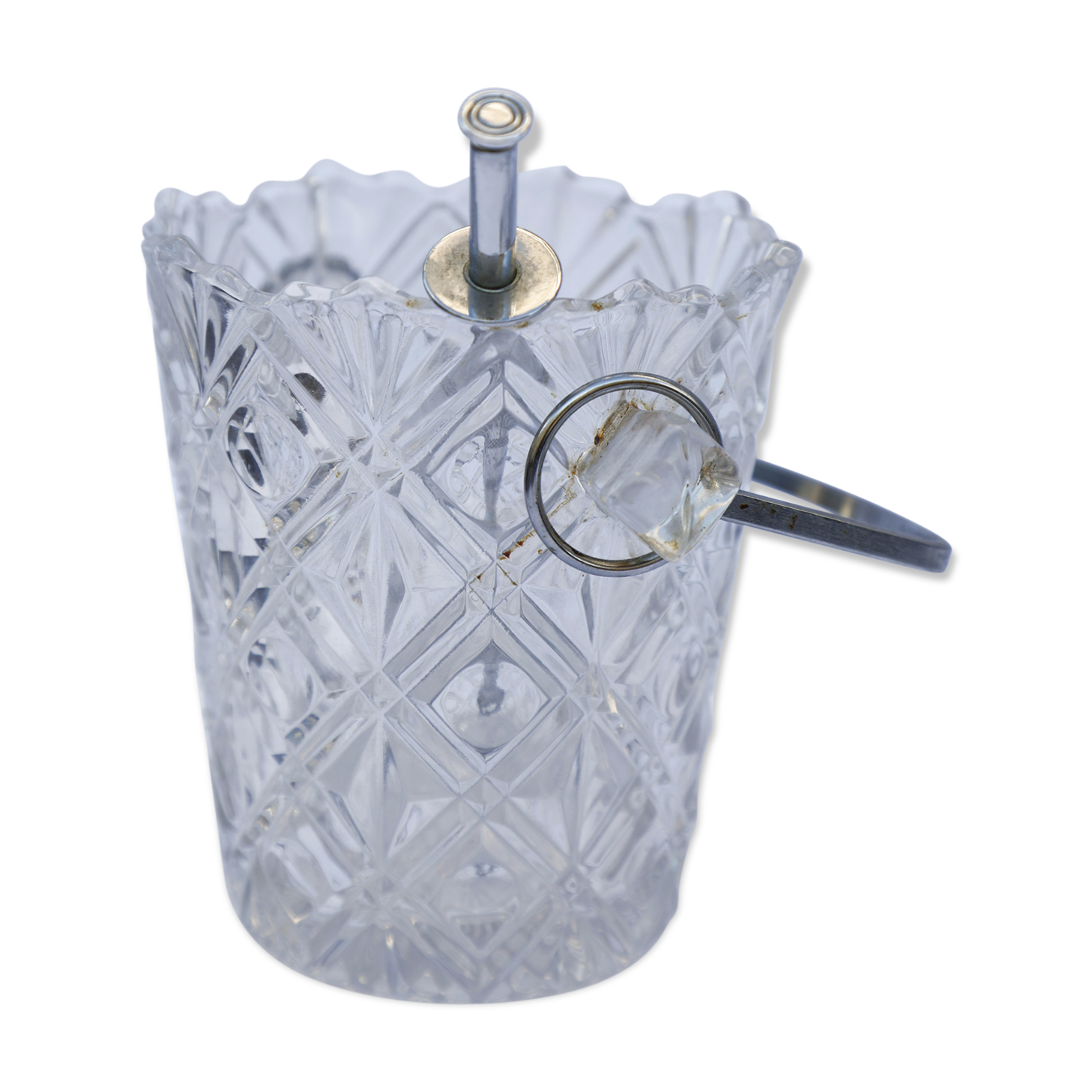 Seau à Glaçons Vintage En Cristal Cannelé – Élégant – Très Bon état