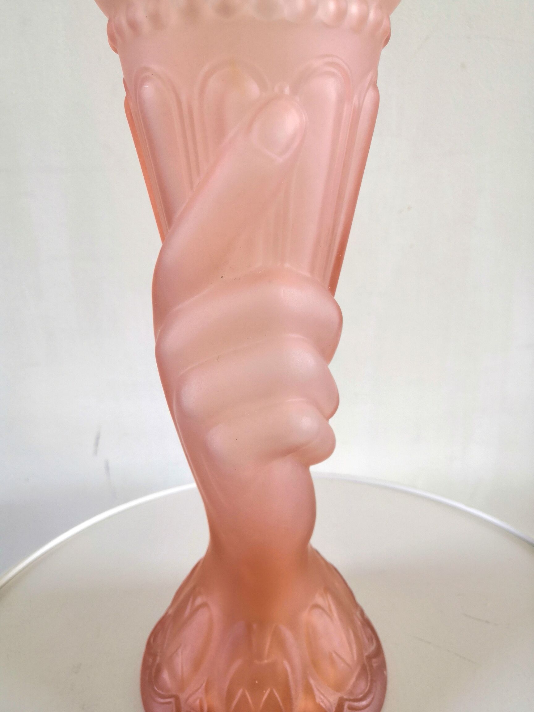 Art Deco pink hand vase