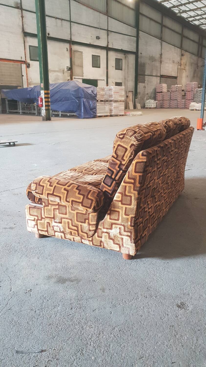 1970s velvet convertible sofa