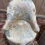 Paire de fauteuils crapaud de style Napoléon III en soierie