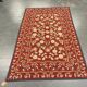 Tapis traditionnel bordeaux style Aubusson floral en laine tissé à la main en point de croix