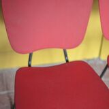 Pair of wooden and faux leather chairs from the 1950s, vintage chairs, retro.