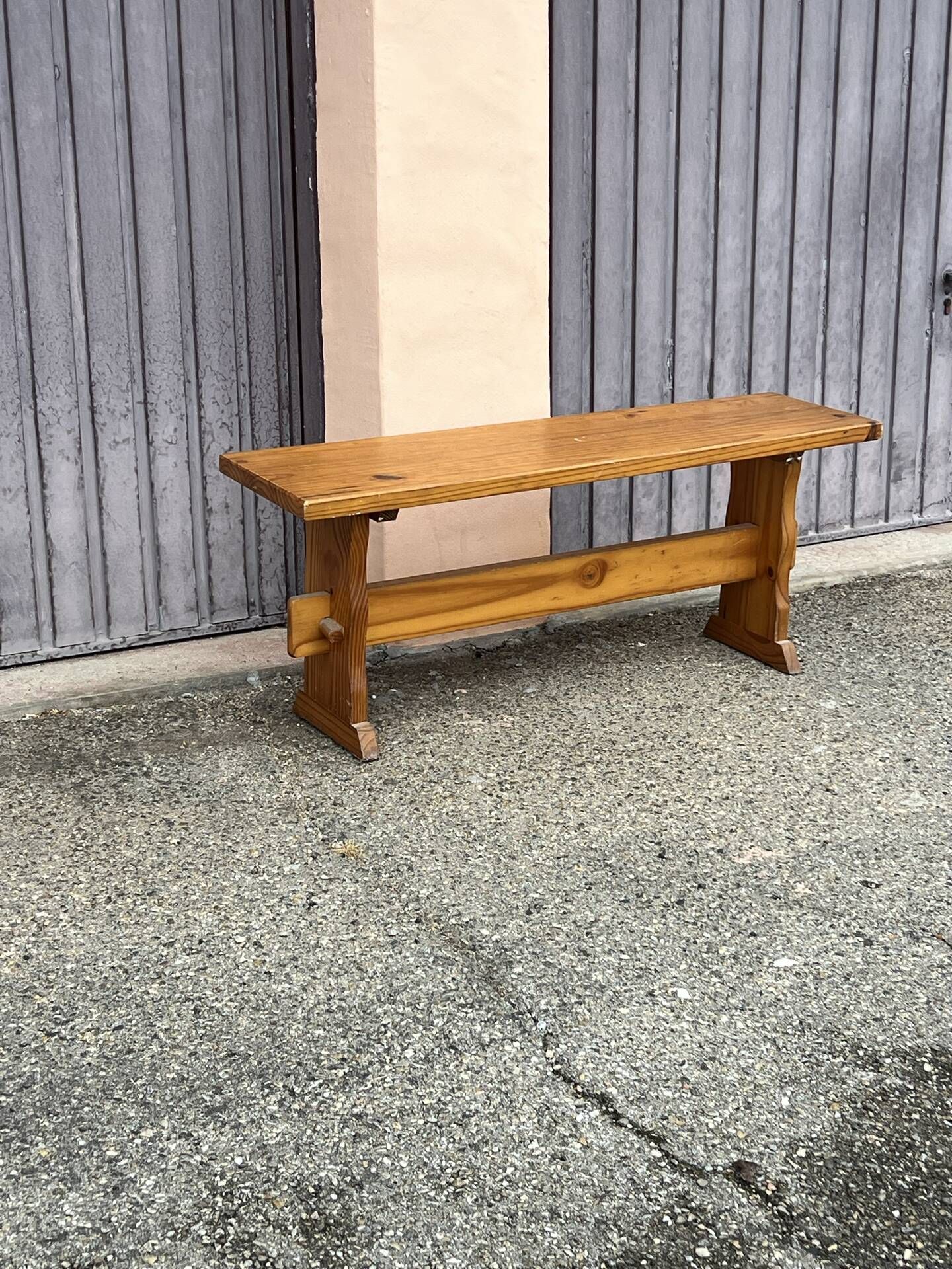 Solid wood bench, French craftsmanship, 113cm
