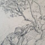 Louis John Endres (1896-1989) - Charcoal drawing on paper - Landscape Tizi N'Test, Grand Atlas Morocco