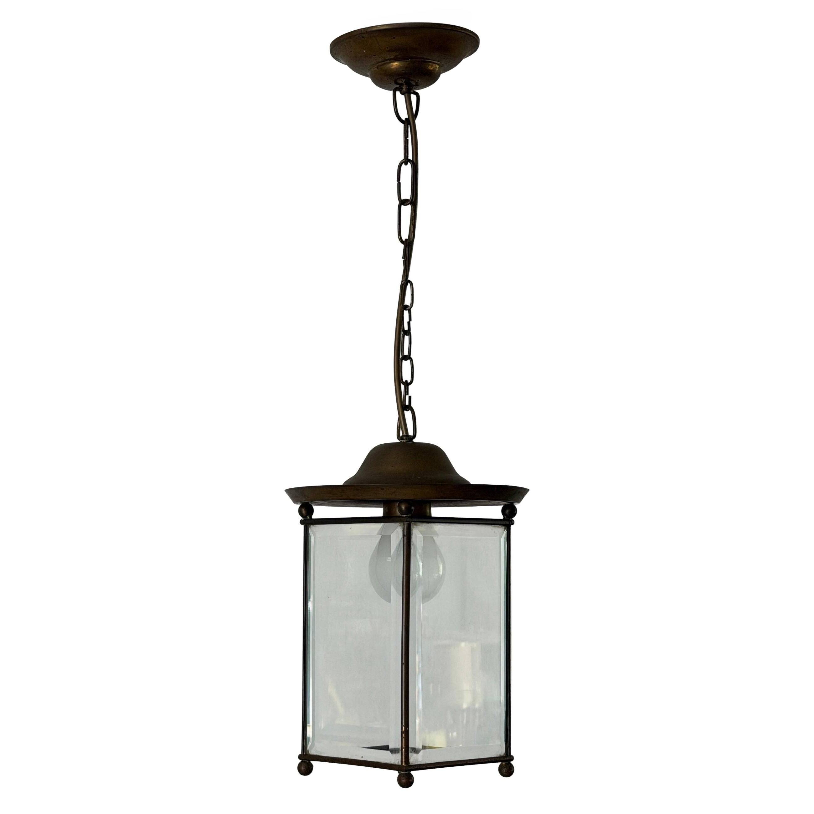 Art Deco ceiling light in brass and glass, 1940s, Germany