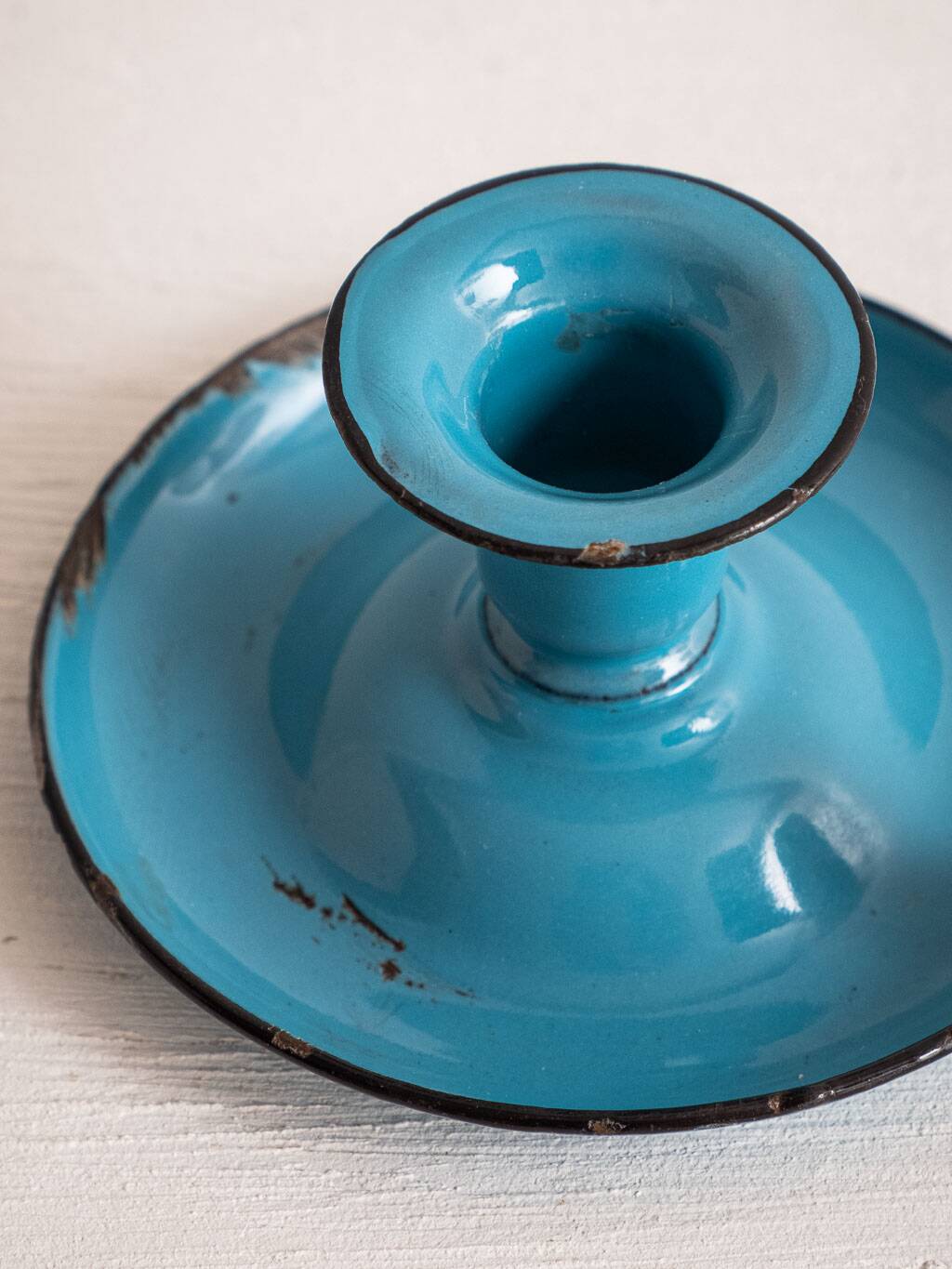 blue metal candle holder