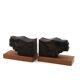 Art Deco wooden bookends with feline heads