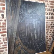 Pair of oil on canvas paintings of a boat interior from the 50s/70s