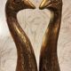 Golden candle holder art deco style peacock head