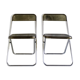Pair of folding plexiglass and chrome metal chairs - space-age design 1970