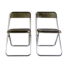 Paire de chaises pliantes plexiglas et métal chromé - design space-age 1970