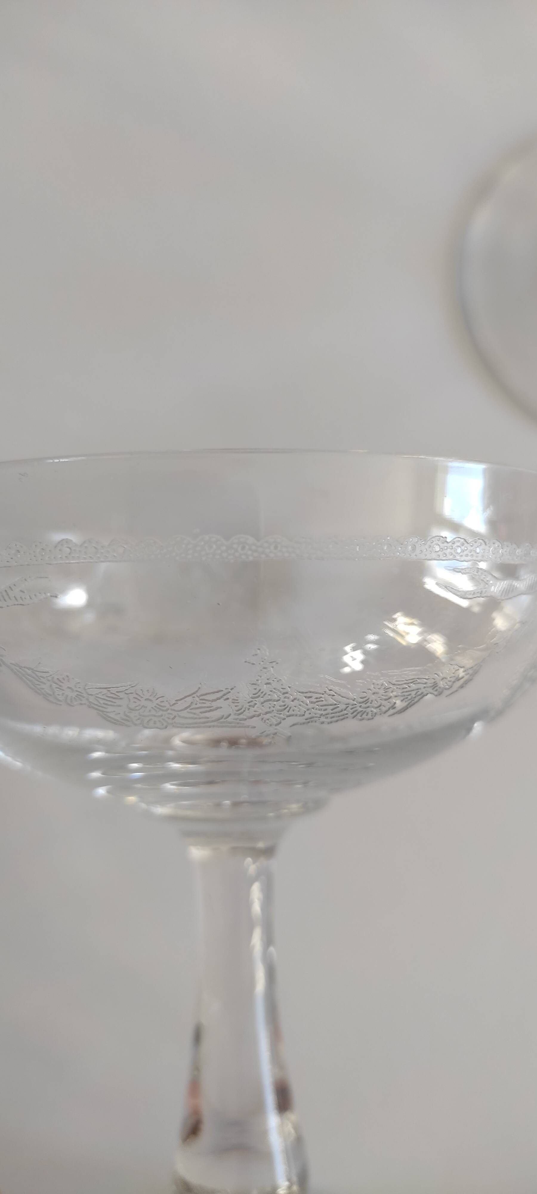 Crystal champagne coupes from Saint Louis.