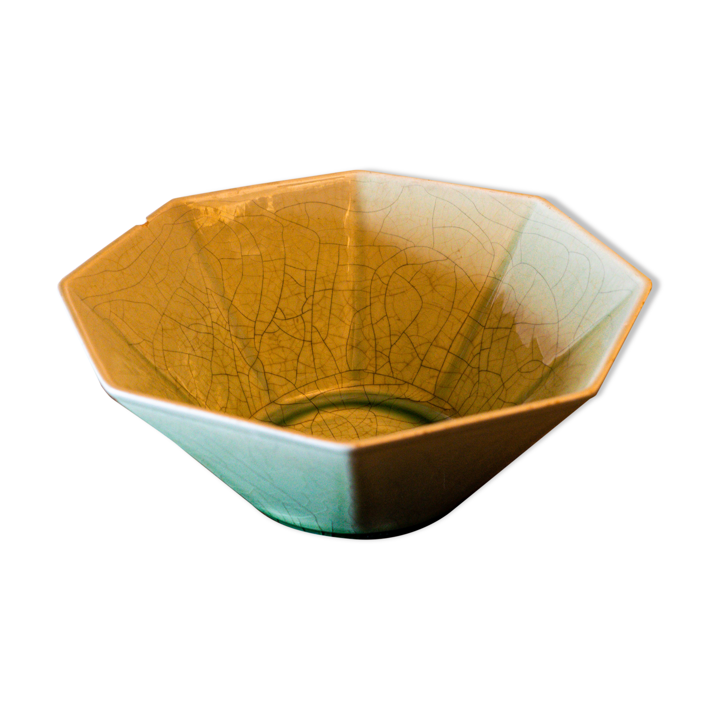 Beautiful emerald green salad bowl in Charolles faince