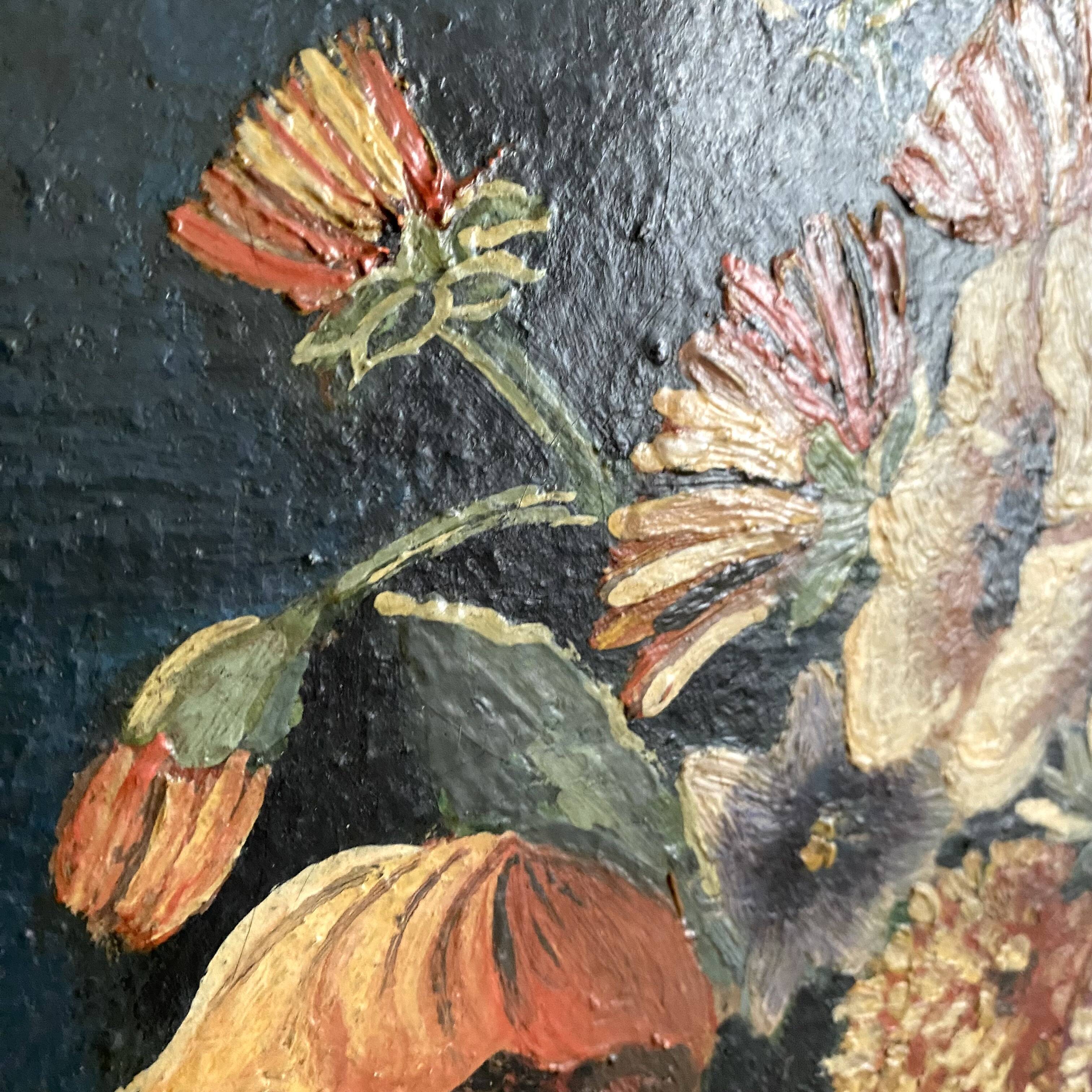 Oil on canvas, framed still life bouquet of flowers