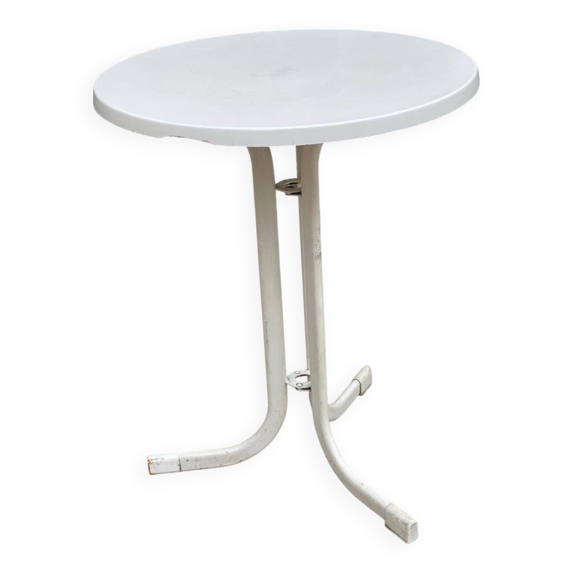 Round bistro table in wood and white steel with central tulip leg 60cm