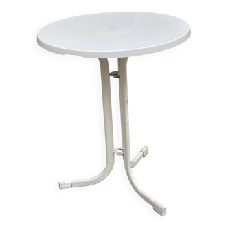 Table de bistrot ronde bois et acier blanc pied central  tulipe 60cm