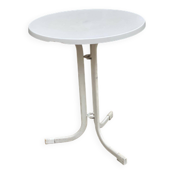 Round bistro table in wood and white steel with central tulip leg 60cm
